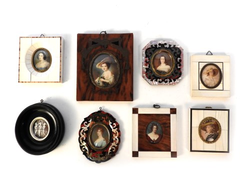 Lot 112 - A collection of seven miniature female portrait studies
