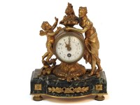 Lot 167 - A late 19th century French gilt metal and marble mantel clock