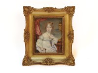 Lot 174 - A miniature portrait of a seated lady wearing a white dress