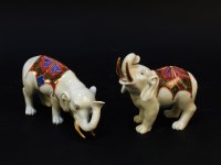 Lot 193 - A pair of Dresden porcelain models of elephants. Tallest 9.5cm