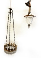 Lot 294 - A brass and cut glass pendant lantern