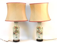 Lot 367 - A pair of Chinese porcelain table lamps