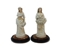 Lot 405 - Two Victorian bisque figures under glass domes