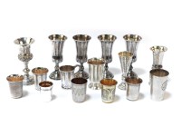 Lot 110 - Sixteen various Continental and Russian silver vodka cups