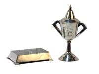 Lot 157 - An Art Deco silver two handled trophy and cover