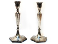 Lot 180 - A pair of Polish 800 silver candlesticks