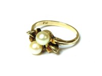 Lot 34 - A 9ct gold two stone cultured pearl ring