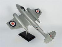 Lot 316 - An aluminium model of a Gloster Meteor jet on a desk stand