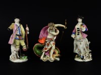 Lot 190 - Three 18th century porcelain figures: a Derby figure of Neptune