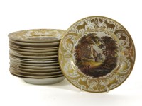 Lot 393 - 14 Derby porcelain plates