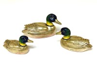Lot 33 - Three sterling silver graduated ducks with polychrome enamel painted heads