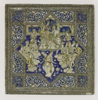 Lot 79 - A large square Persian Qajar tile