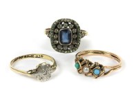 Lot 1180 - A 9ct gold split pearl and turquoise ring