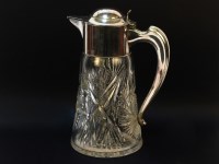 Lot 1530 - A large cut glass and silver plated jug