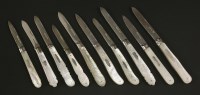 Lot 1214 - Ten Victorian and later silver and mother-of-pearl folding fruit knives