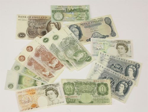 Lot 1058 - A collection of British banknotes to include; a Page Ten Pounds note (B65 047140)