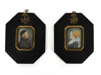 Lot 1295 - A pair of portrait miniatures of a gentleman and his wife