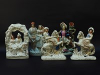 Lot 1427 - Five Victorian Staffordshire pottery flat back figures