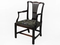 Lot 1651A - A George III Cuban mahogany splat back open arm chair