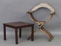 Lot 1712 - Islamic 'x' frame chair inlaid with mother of pearl