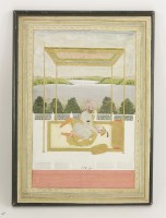 Lot 212 - Indian School
19th century
TWO MEN BENEATH A CANOPY
gilt script verso
FIGURES DRINKING IN AN INTERIOR;
A COURT SCENE
gouache