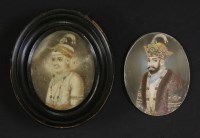 Lot 258 - Two Indian oval portrait miniatures on ivory