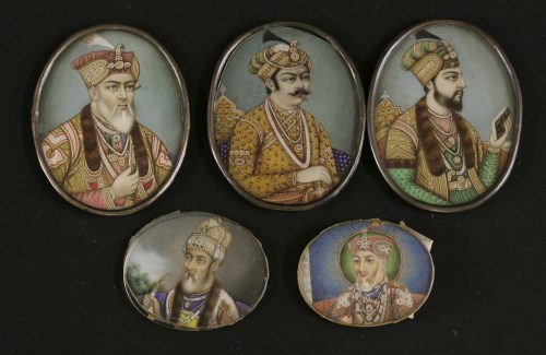 Lot 259 - Five Delhi portrait miniatures on ivory