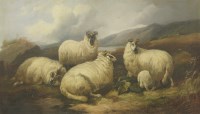 Lot 424 - John W Morris (1865-1924)
SHEEP IN A HIGHLAND LANDSCAPE
Signed l.l.