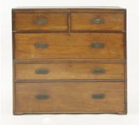 Lot 1793 - A teak and brass bound campaign chest