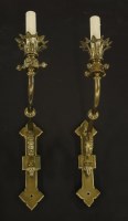 Lot 1789 - A pair of Victorian Gothic Revival brass wall lights