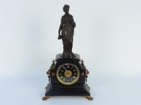 Lot 1527A - A Victorian black slate mantel clock