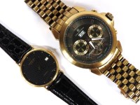 Lot 1209 - A gentleman's gold plated Raymond Weil quartz strap watch