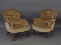 Lot 1679 - A Victorian mahogany button back armchair