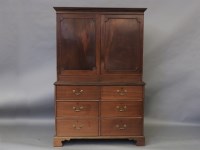 Lot 1796 - A George III mahogany linen press