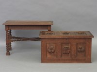 Lot 1723 - An Arts and Crafts walnut chest on stand