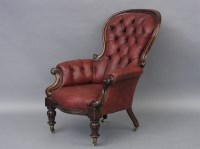 Lot 452 - A Victorian burgundy upholstered armchair