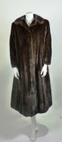 Lot 1103 - A mahogany brown mink fur full-length coat
