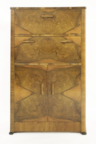 Lot 193 - An Art Deco walnut cocktail/writing cabinet