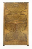 Lot 193 - An Art Deco walnut cocktail/writing cabinet