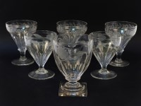 Lot 1484 - A set of three antique engraved rummers