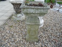 Lot 3065 - A modern square composition garden urn on plinth base