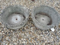 Lot 3051 - A pair of cast stone circular Haddonstone? planters