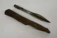 Lot 1105 - A pig stickling steel spear head stamped D U G  Doolal & Sons