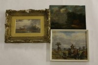 Lot 1677 - Two oils and one watercolour 
LANDSCAPE WITH WINDMILL 
HORSE & CART 
WATERCOLOUR by Erskin Nicol