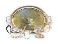 Lot 379 - A silver plated Art Deco design tea service