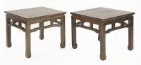 Lot 320 - A pair of Chinese hardwood low tables
