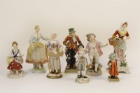 Lot 1147 - A collection of Continental porcelain figures (8)