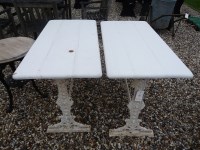 Lot 3144 - A pair of Victorian cast iron garden tables