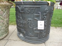 Lot 3116 - A pair of faux lead planters of cylindrical form