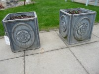 Lot 3119 - A pair of small cuboid lead planters